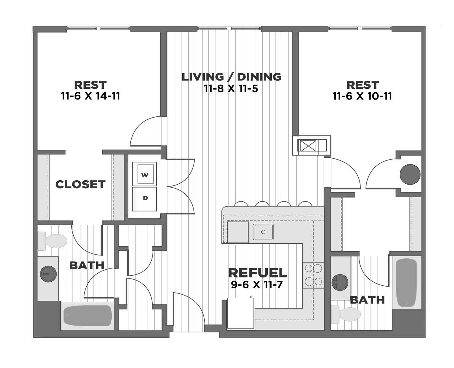 Floorplan for Apartment #2112, 2 bedroom unit at Halstead Franklin