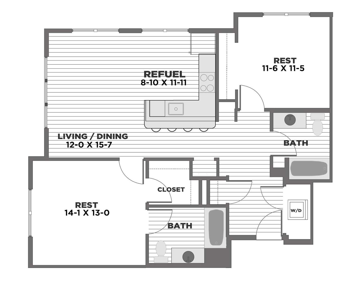 Floorplan for Apartment #3410, 2 bedroom unit at Halstead Franklin