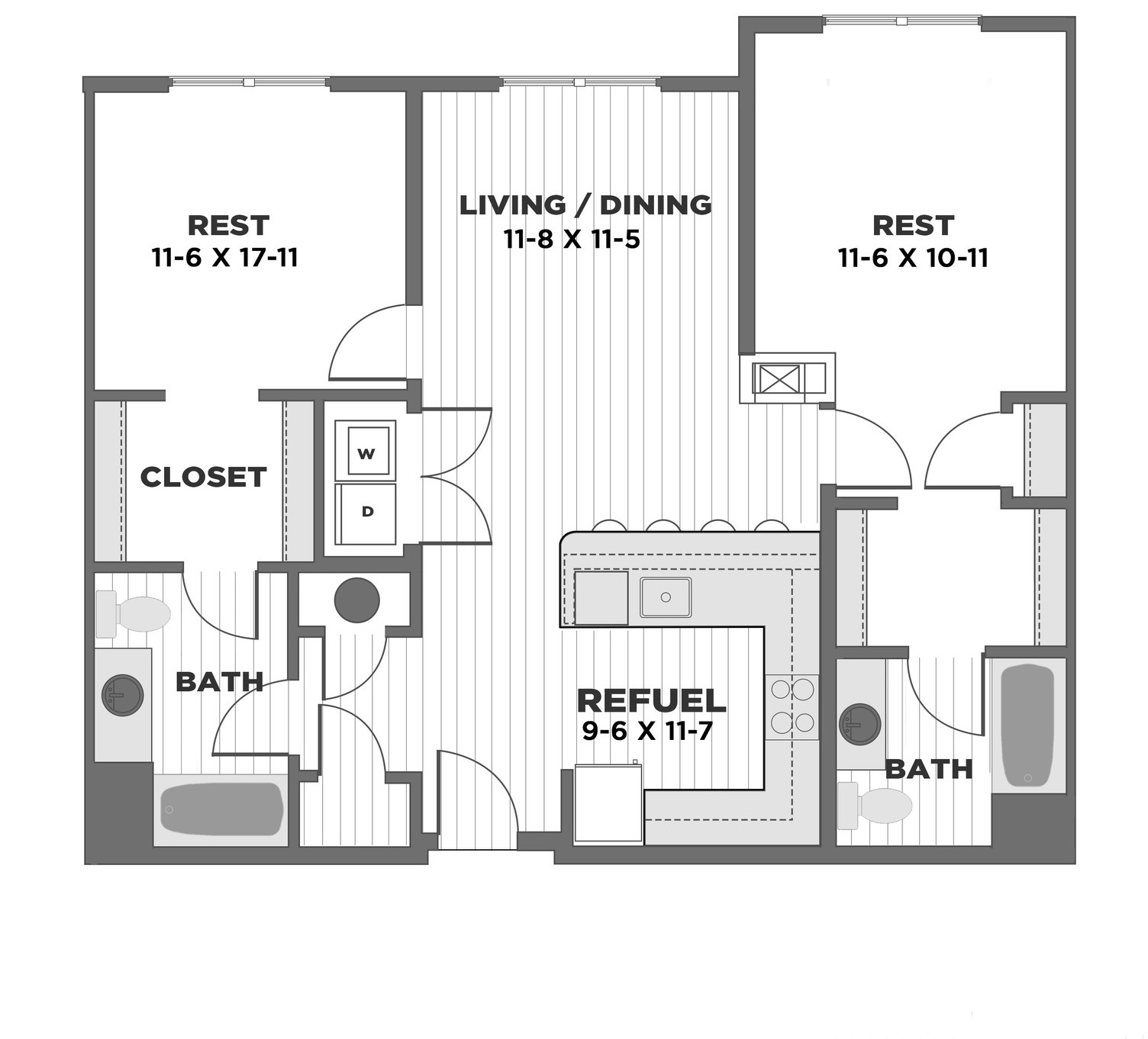 Floorplan for Apartment #2207, 2 bedroom unit at Halstead Franklin