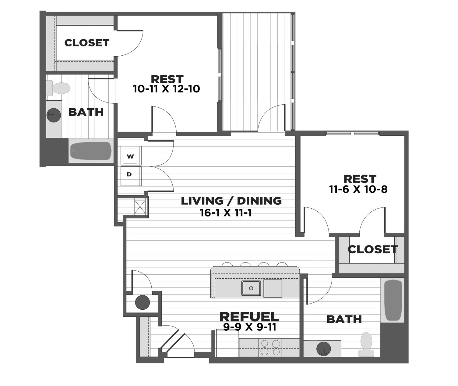 Floorplan for Apartment #1225, 2 bedroom unit at Halstead Franklin