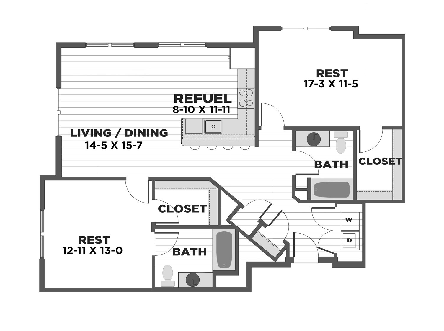 Floorplan for Apartment #2326, 2 bedroom unit at Halstead Franklin
