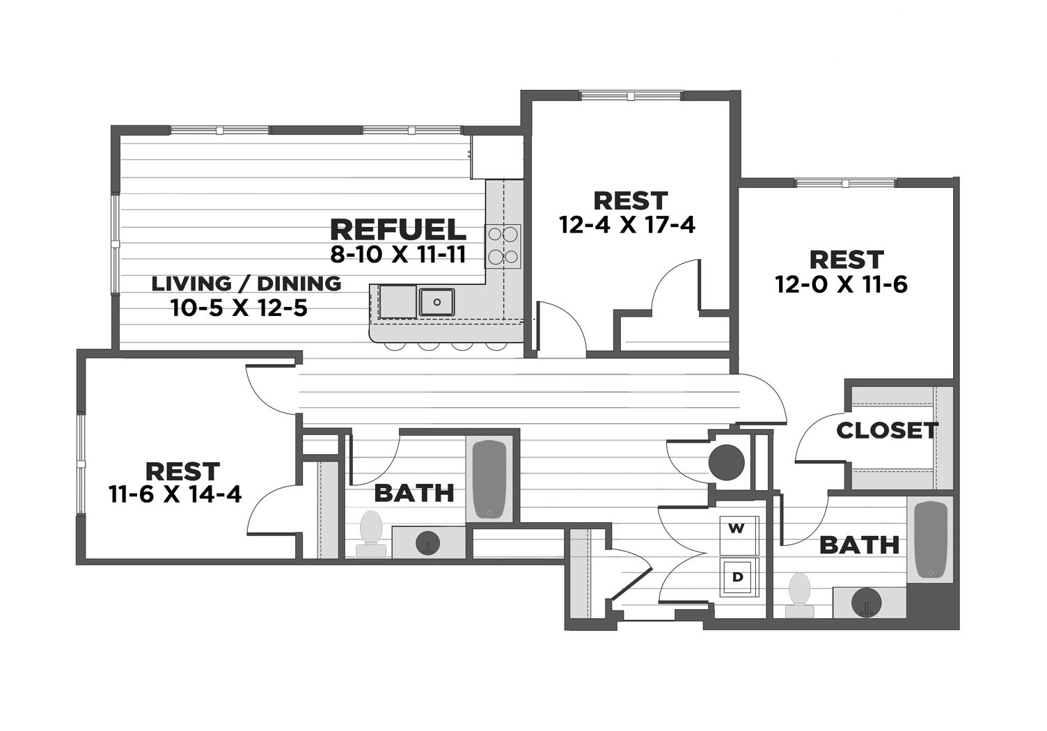Floorplan for Apartment #1109, 3 bedroom unit at Halstead Franklin